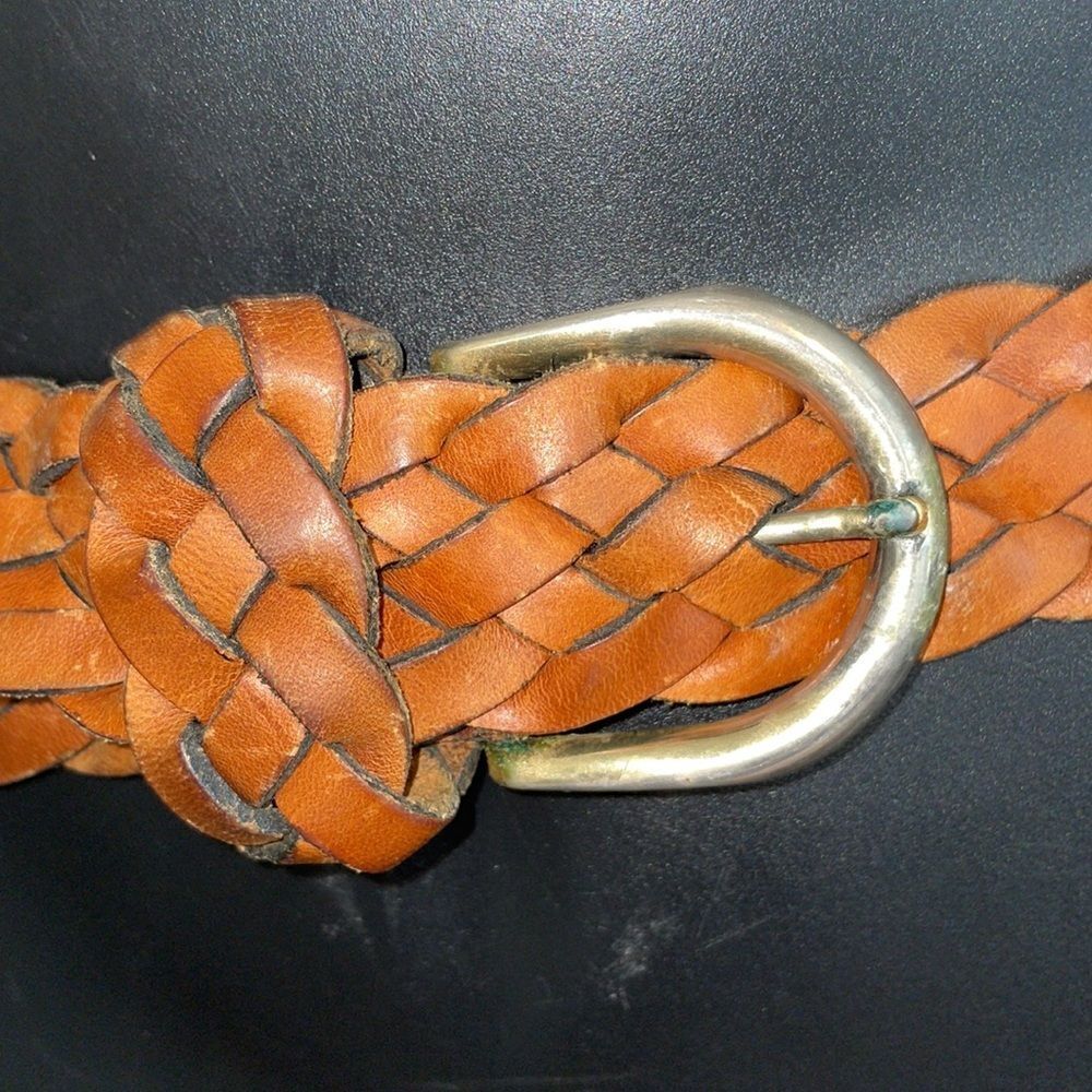 Vintage brown woven leather belt - Picture 2 of 6